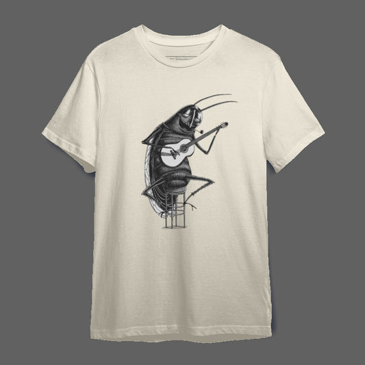 Guitar Playing Insect Illustration Graphic Tee