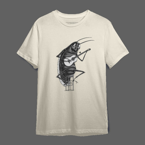 Guitar Playing Insect Illustration Graphic Tee