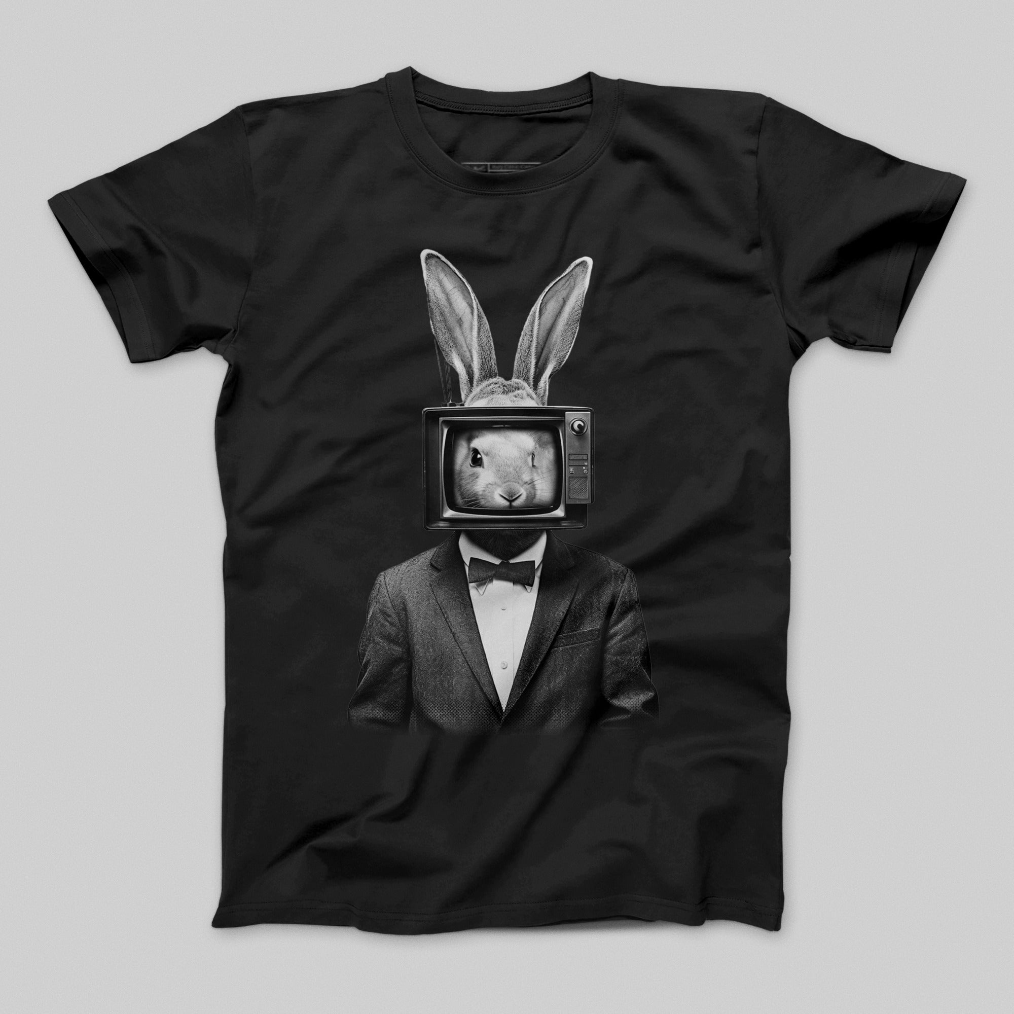 Bunny with TV Head Graphic T-Shirt Unique Design