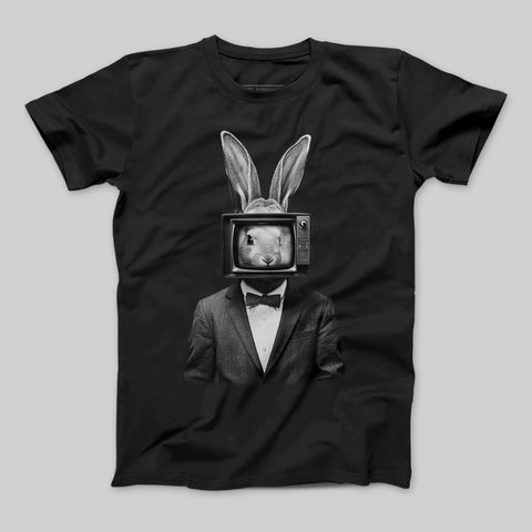 Bunny with TV Head Graphic T-Shirt Unique Design