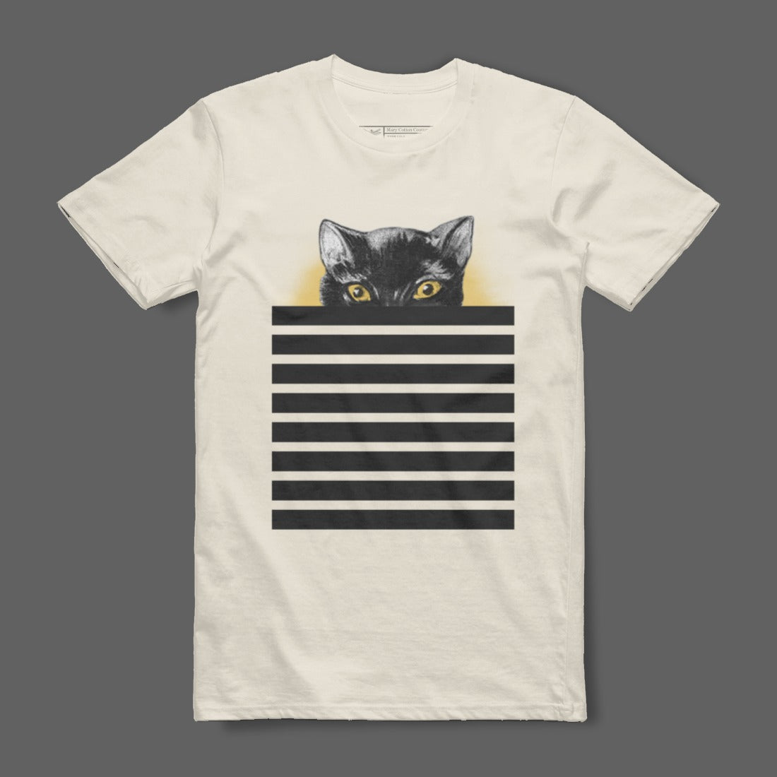Cat Peek Yellow Eyes Striped Graphic Tee