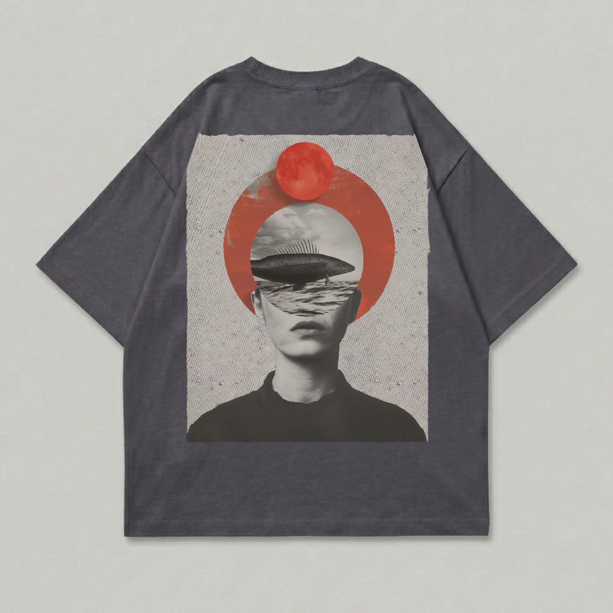 Surreal Fish Head Collage Graphic Artistic T-shirt product type