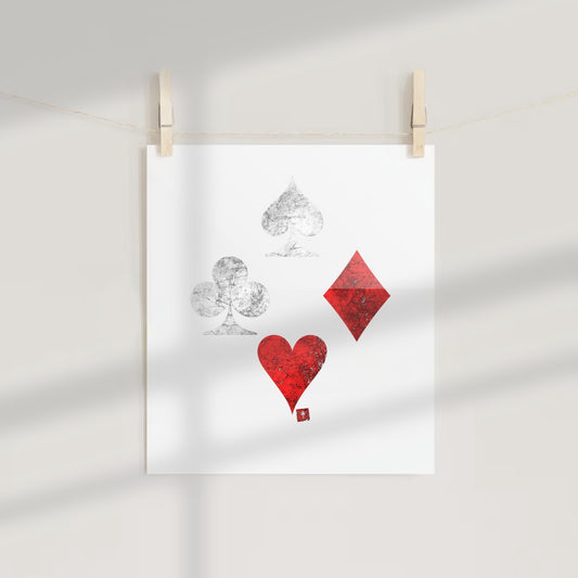 Modern Minimalist Playing Card Suits Art Print