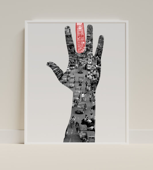 Urban Traffic Silhouette Hand Framed Artwork Decor