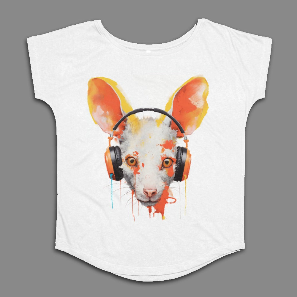 Cat with Headphones Artistic Illustration T-Shirt