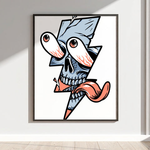 Surreal Skull with Lightning Bolt Wall Art Product