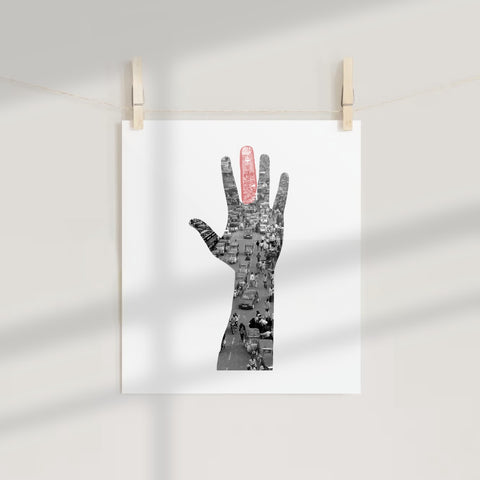 Urban Cityscape Hand Collage Art Poster for Home Decor