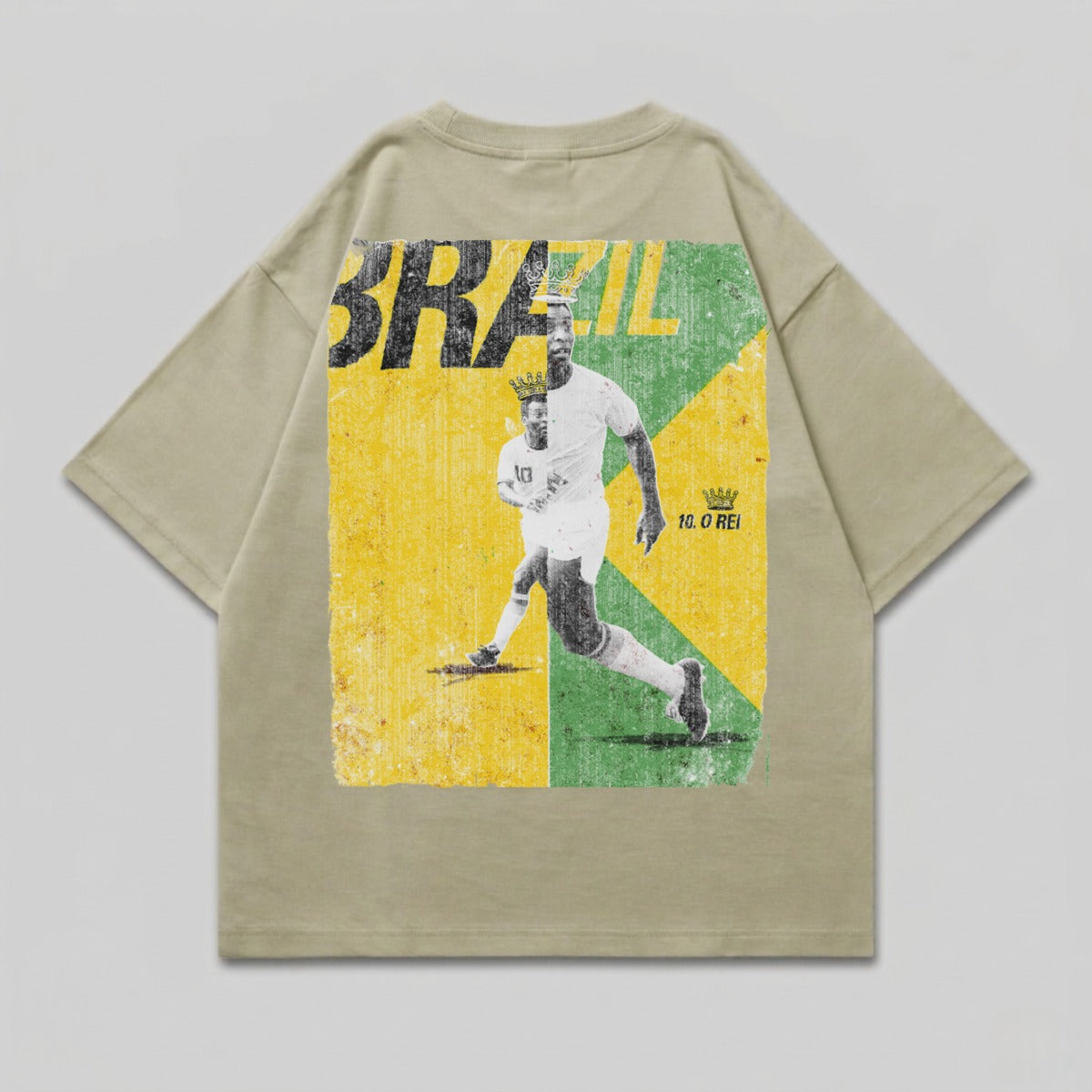 T-shirt with "BRAZIL 10.0 REI" and Pele artwork.