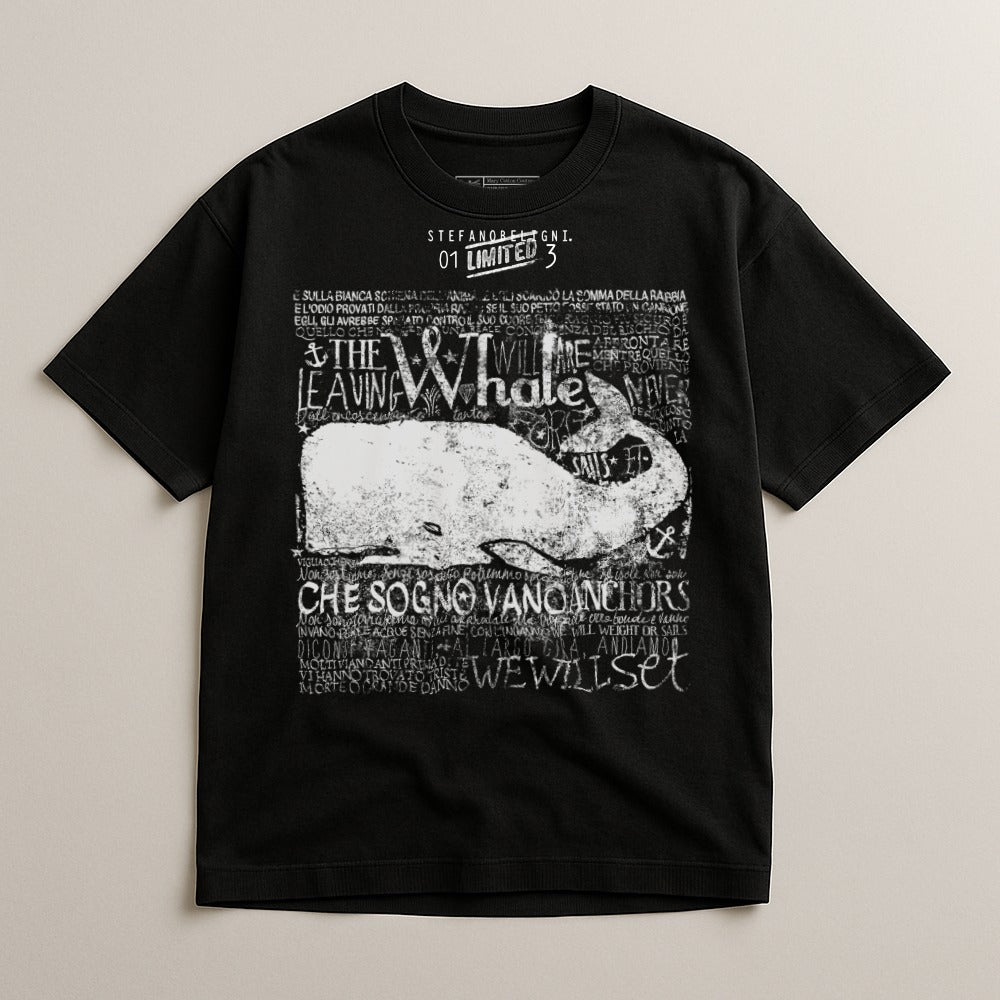 Unique The Whale Graphic Print Black Tee Shirt
