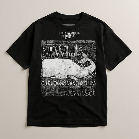 Unique The Whale Graphic Print Black Tee Shirt