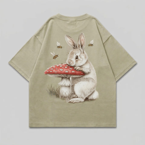 Bunny Mushroom Bees Whimsical Forest Creature T-shirt