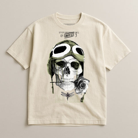 Limited Edition Graphic Tee with Skull and Rose Design