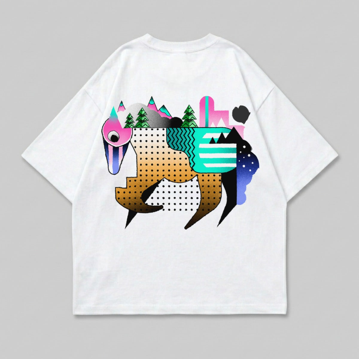 Dynamic Abstract Geometric Animal Mountains Vibrant Art t-shirt
