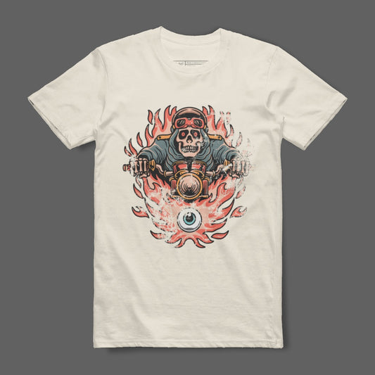 Flaming Skull Rider Graphic Tee for Fans