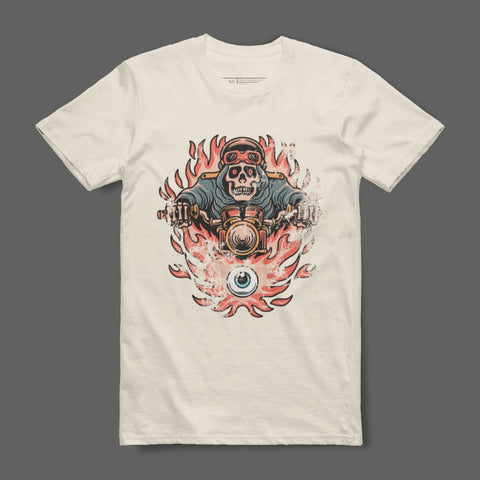 Flaming Skull Rider Graphic Tee for Fans