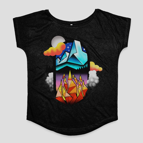 Vibrant Mountain Landscape with Night Sky T-shirt