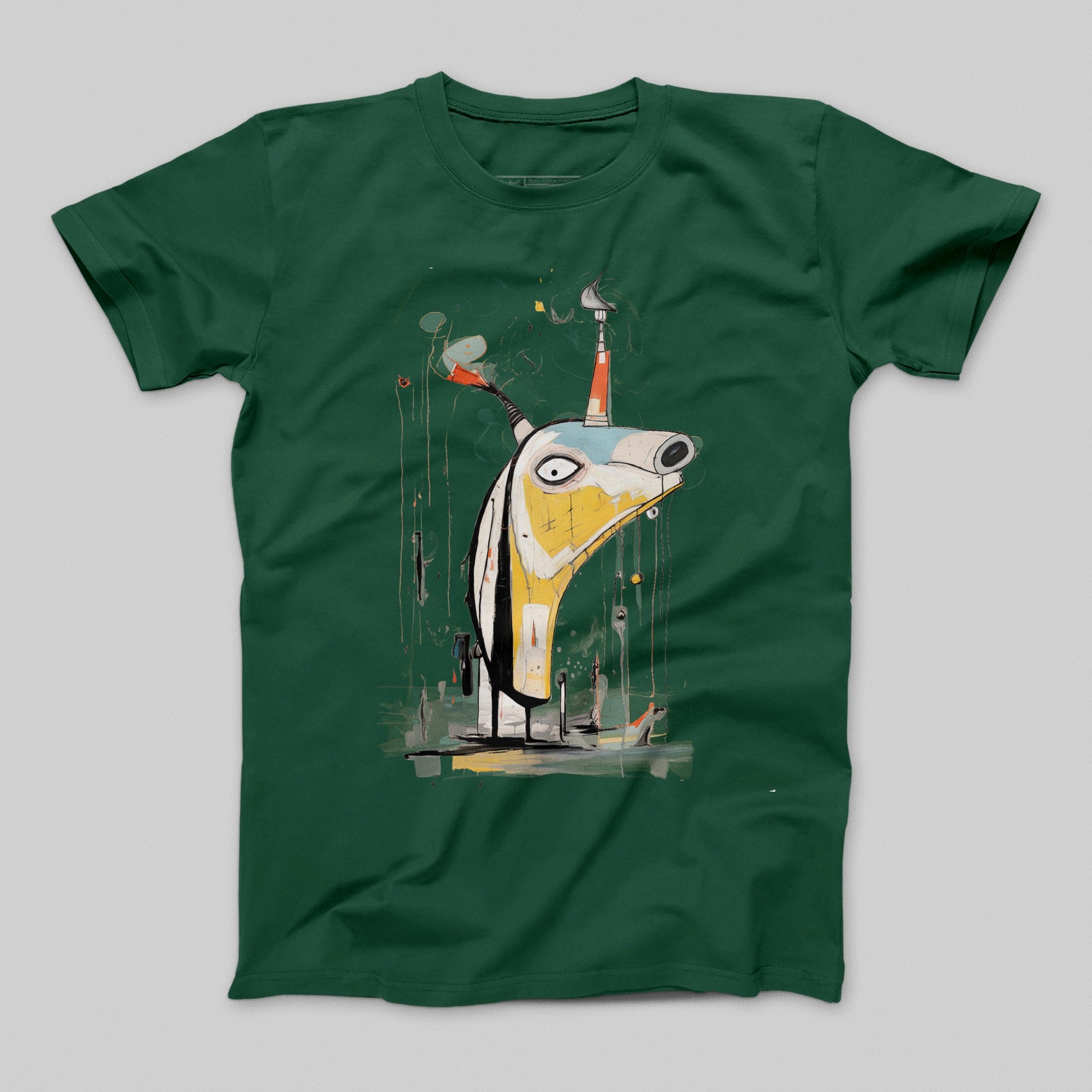 Abstract Animal Art Design Green T-shirt Fashion Wear