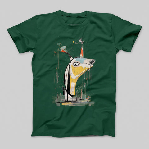 Abstract Animal Art Design Green T-shirt Fashion Wear