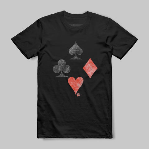 Stylish Casual T-Shirt with Four Playing Card Suits Design