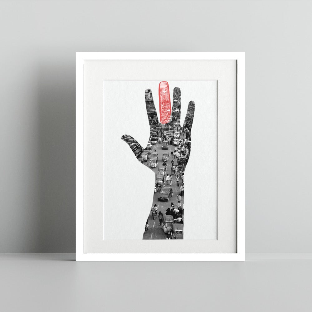 City Traffic Double Exposure Artistic Print