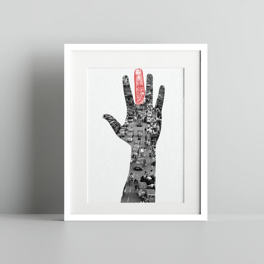 City Traffic Double Exposure Artistic Print
