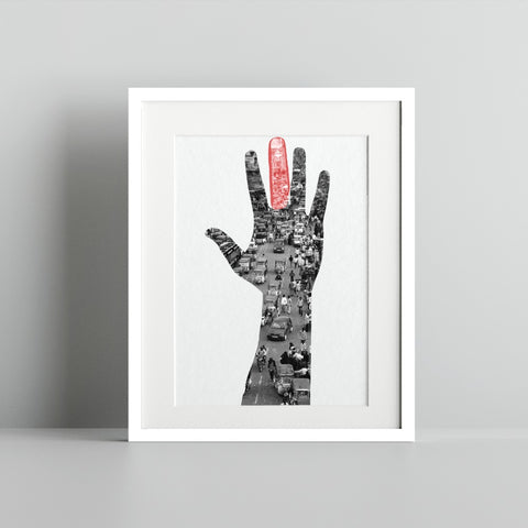 City Traffic Double Exposure Artistic Print