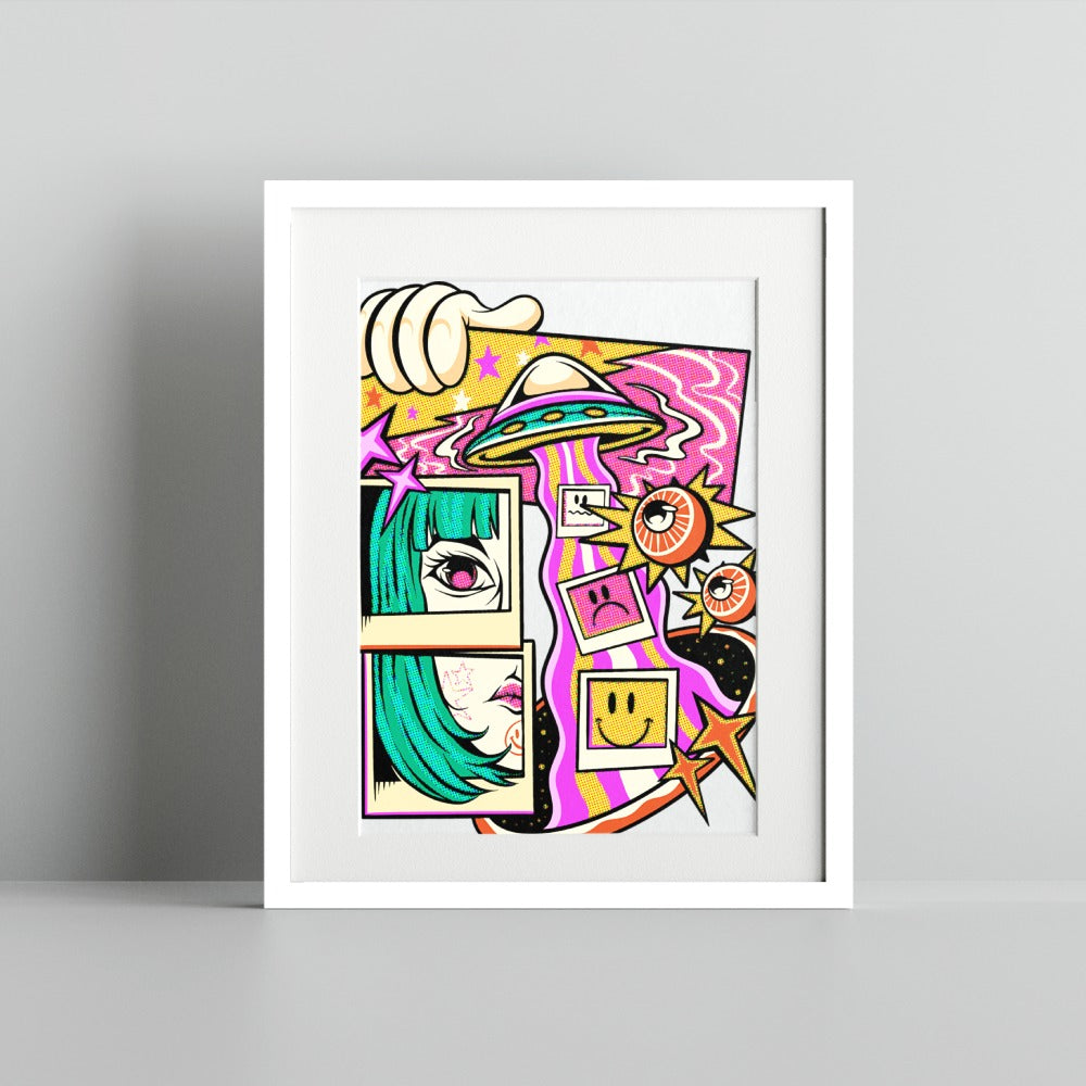 Retro Pop Art Alien Abduction Comic Style Print