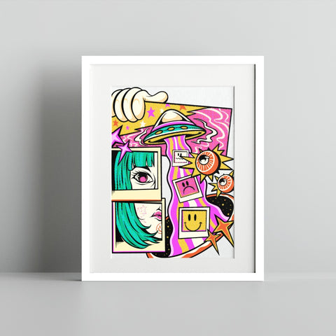 Retro Pop Art Alien Abduction Comic Style Print