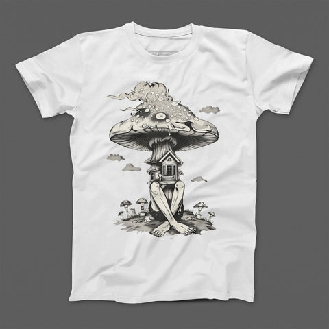 Surreal Mushroom Head House Graphic Tee Shirt Product