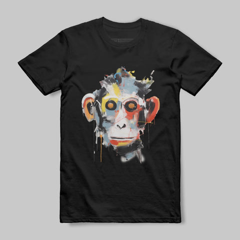 Vibrant Artistic Monkey Head Design T-Shirt