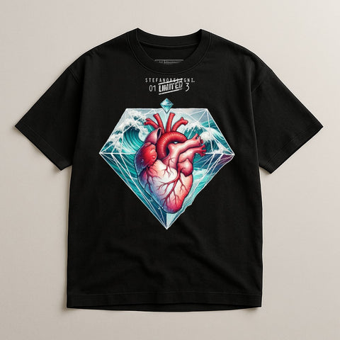 Unique Heart and Diamond Graphic T-Shirt for Men