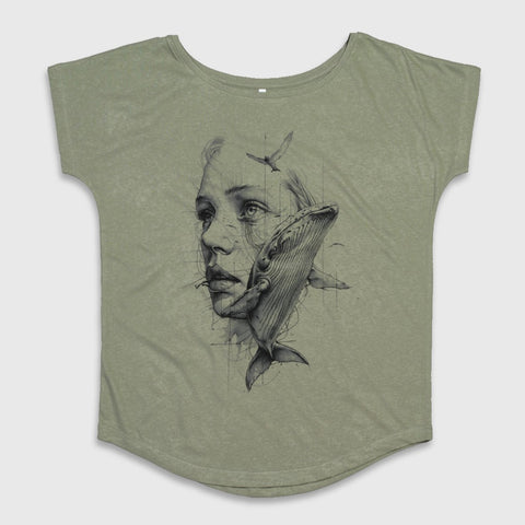 Whale and Woman Artistic Graphic T-Shirt