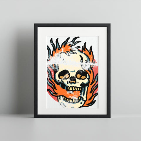 Fiery Skull Artwork Graphic Abstract Design Print
