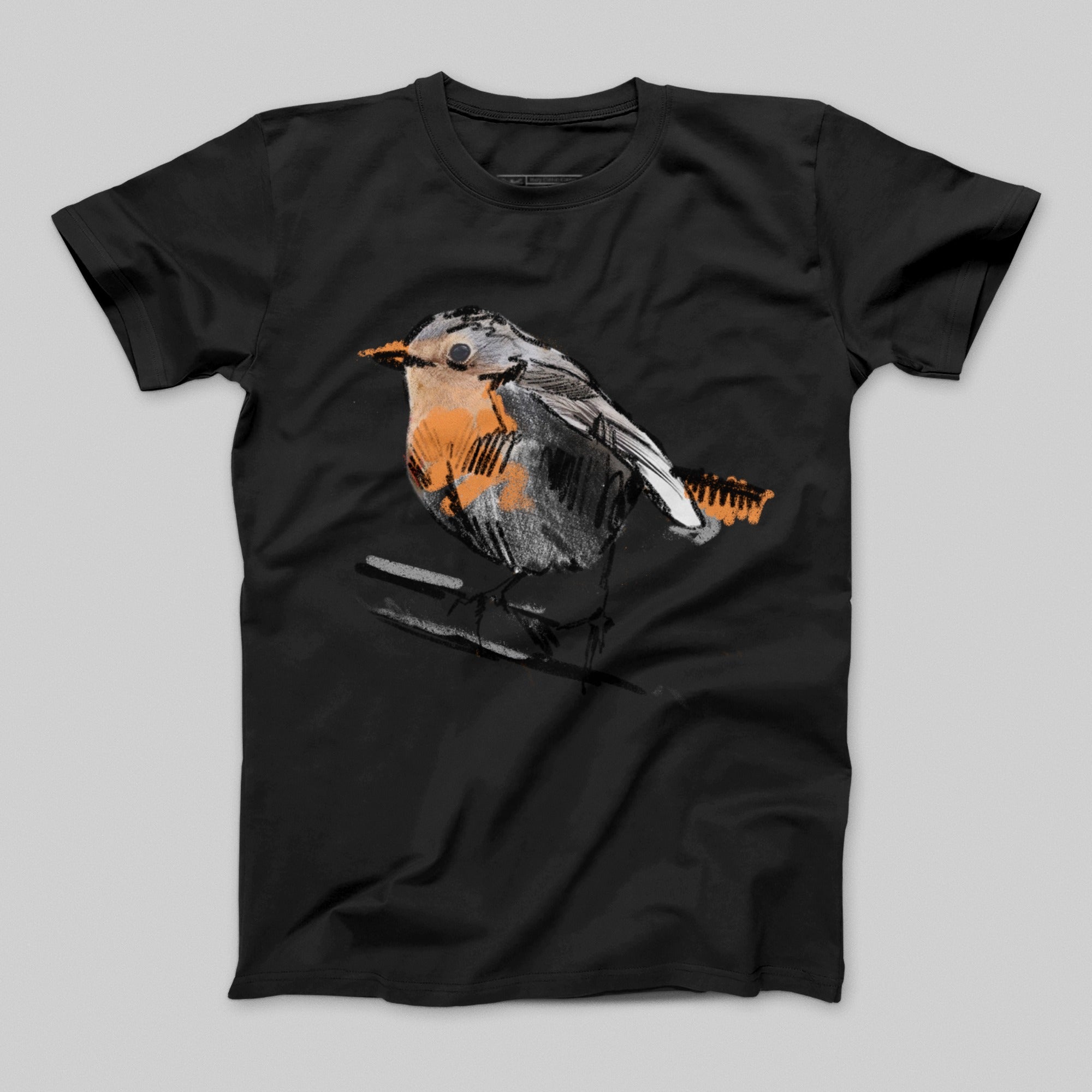 Illustrated Bird Design Graphic Tee Shirt