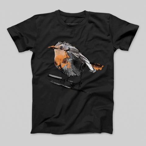 Illustrated Bird Design Graphic Tee Shirt