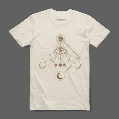 Mystical Eye Sun Moon Graphic Tee Shirt Design