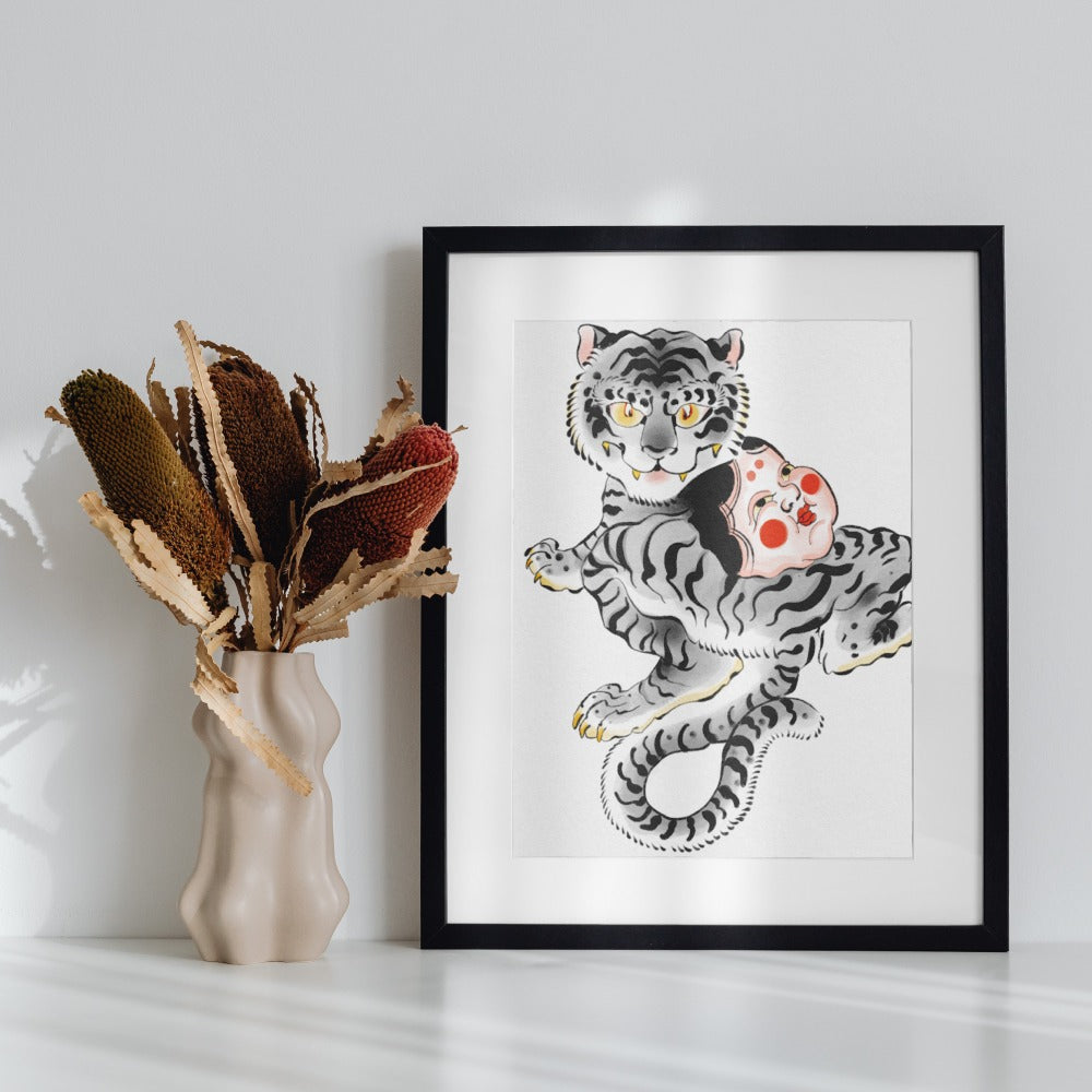 Abstract Tiger Animal with Cute Companion artwork