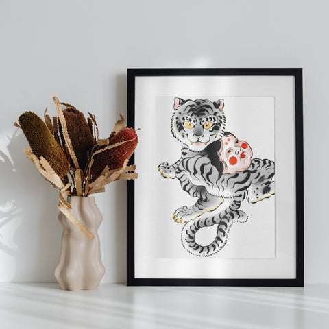 Abstract Tiger Animal with Cute Companion artwork