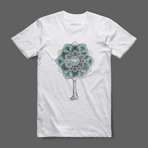 Abstract Floral Design Teal and Gray Artwork T-Shirt