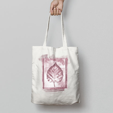 Artistic Pink Leaf Design White Tote Bag Product