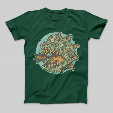 Green T-Shirt with Fierce Monster Graphic Design