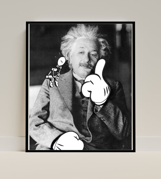 Funny Albert Einstein Cartoon Illustration Art Print