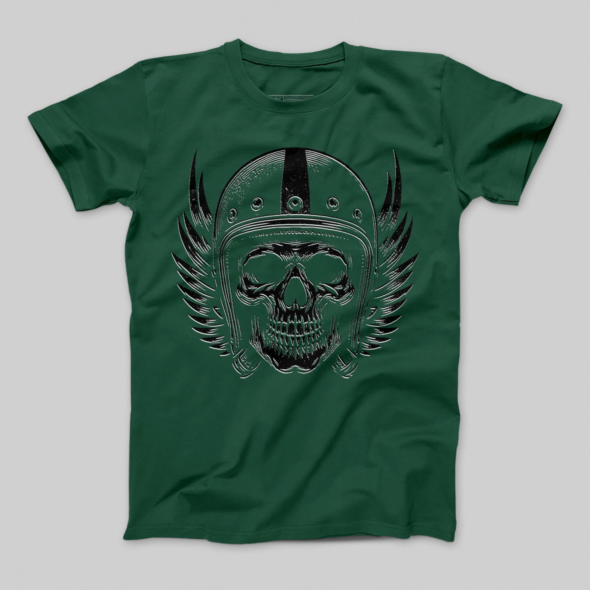 Motorcycle Skull with Helmet Graphic T-Shirt