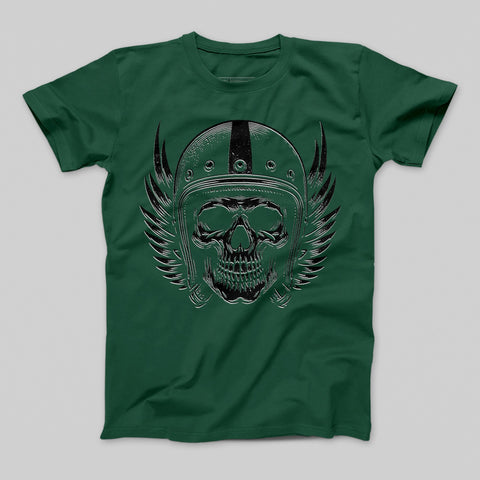 Motorcycle Skull with Helmet Graphic T-Shirt
