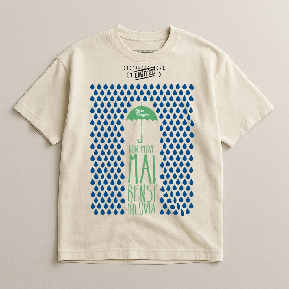 J Non Piove Mai Beige Graphic T-Shirt