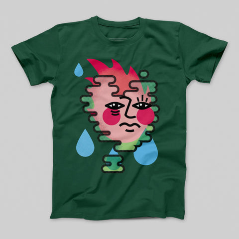 Abstract Face Design Green Artistic T-Shirt