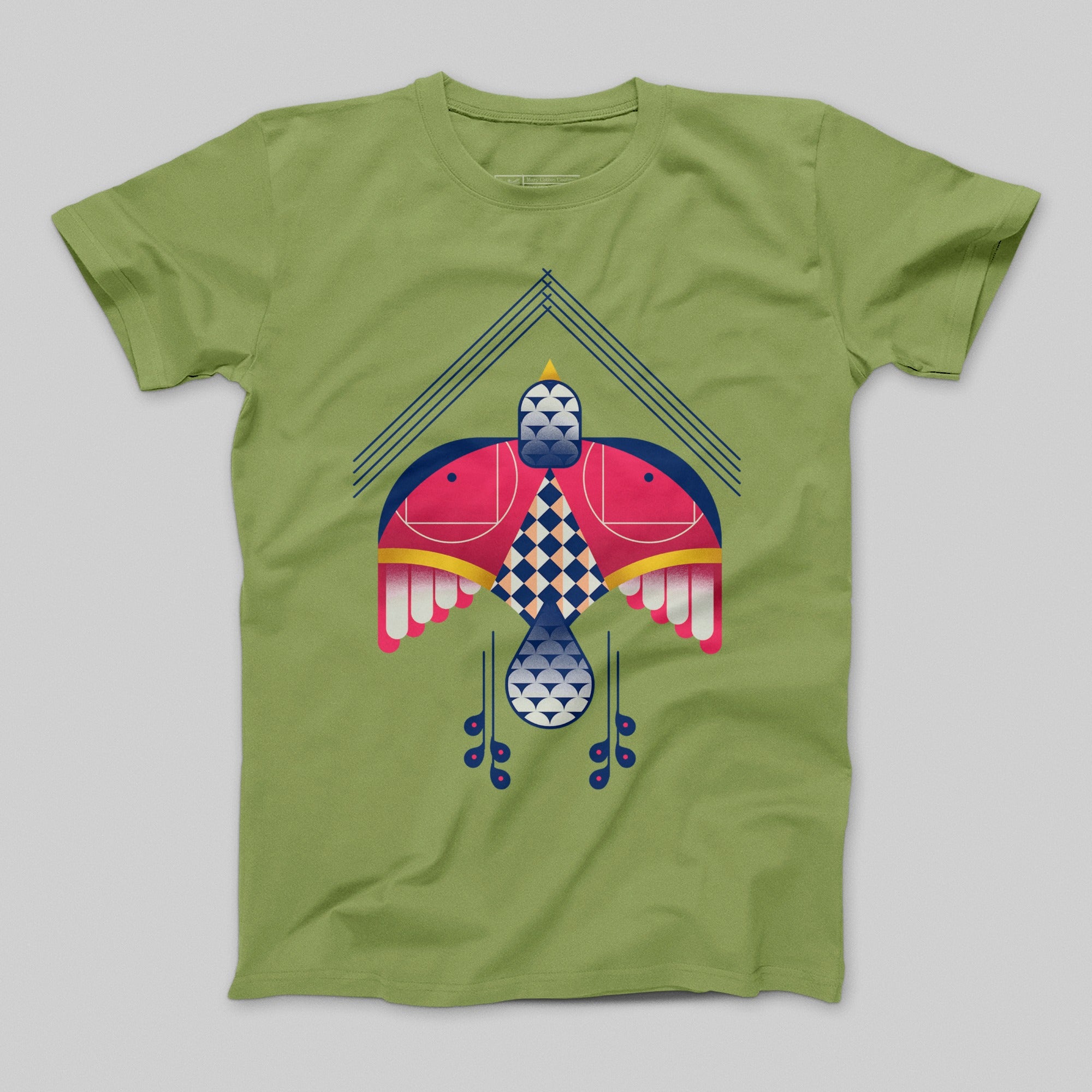 Geometric Abstract Design on Green T-shirt