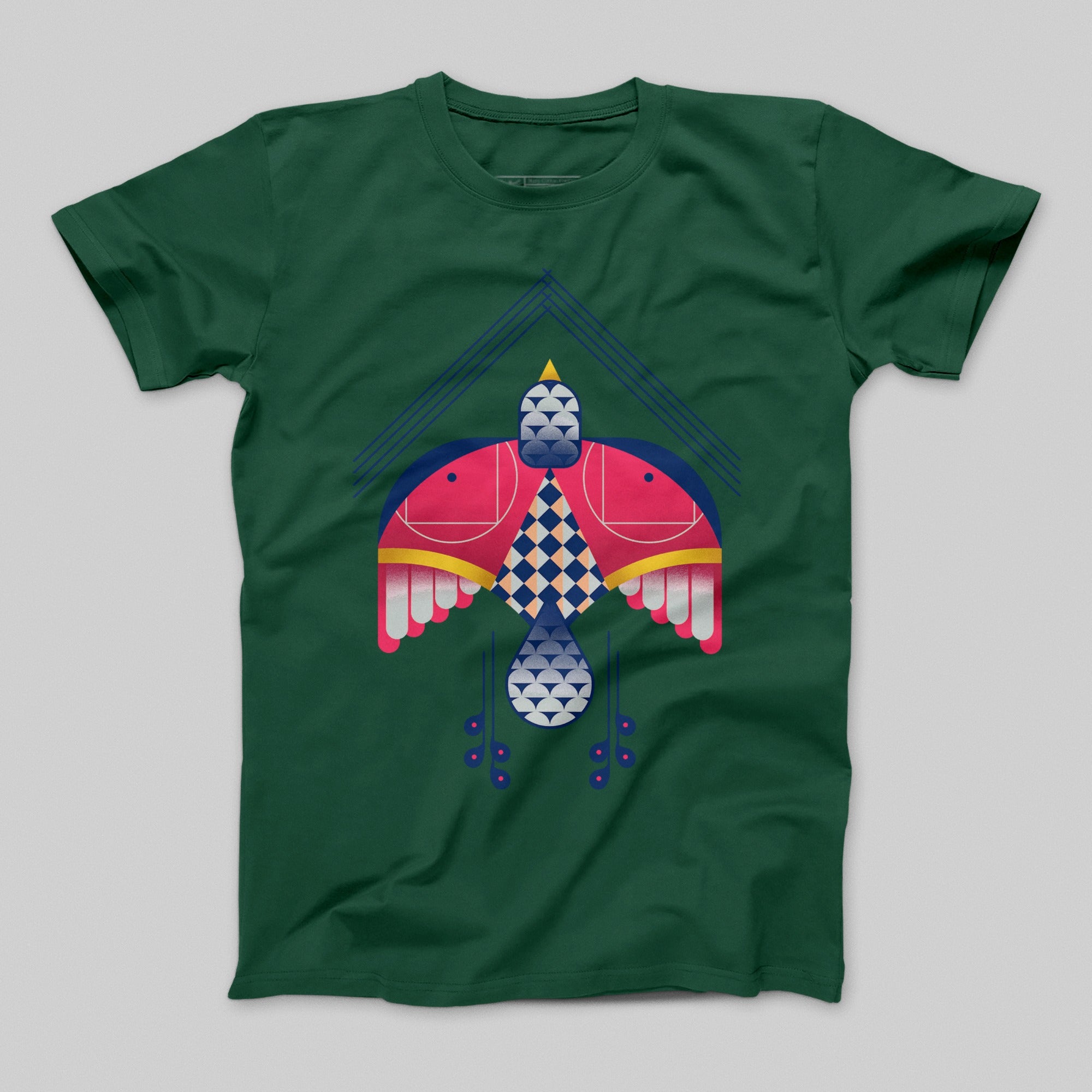 Abstract Geometric Design Green Graphic T-Shirt
