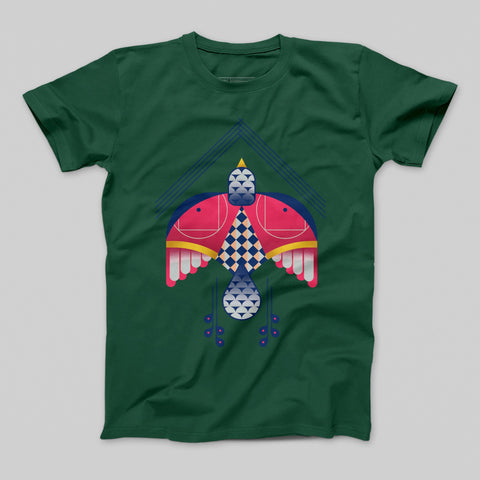 Abstract Geometric Design Green Graphic T-Shirt