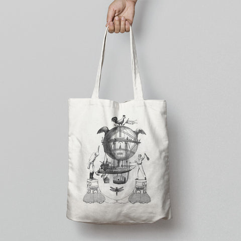 Whimsical Animal Parade Earth Design Tote Bag